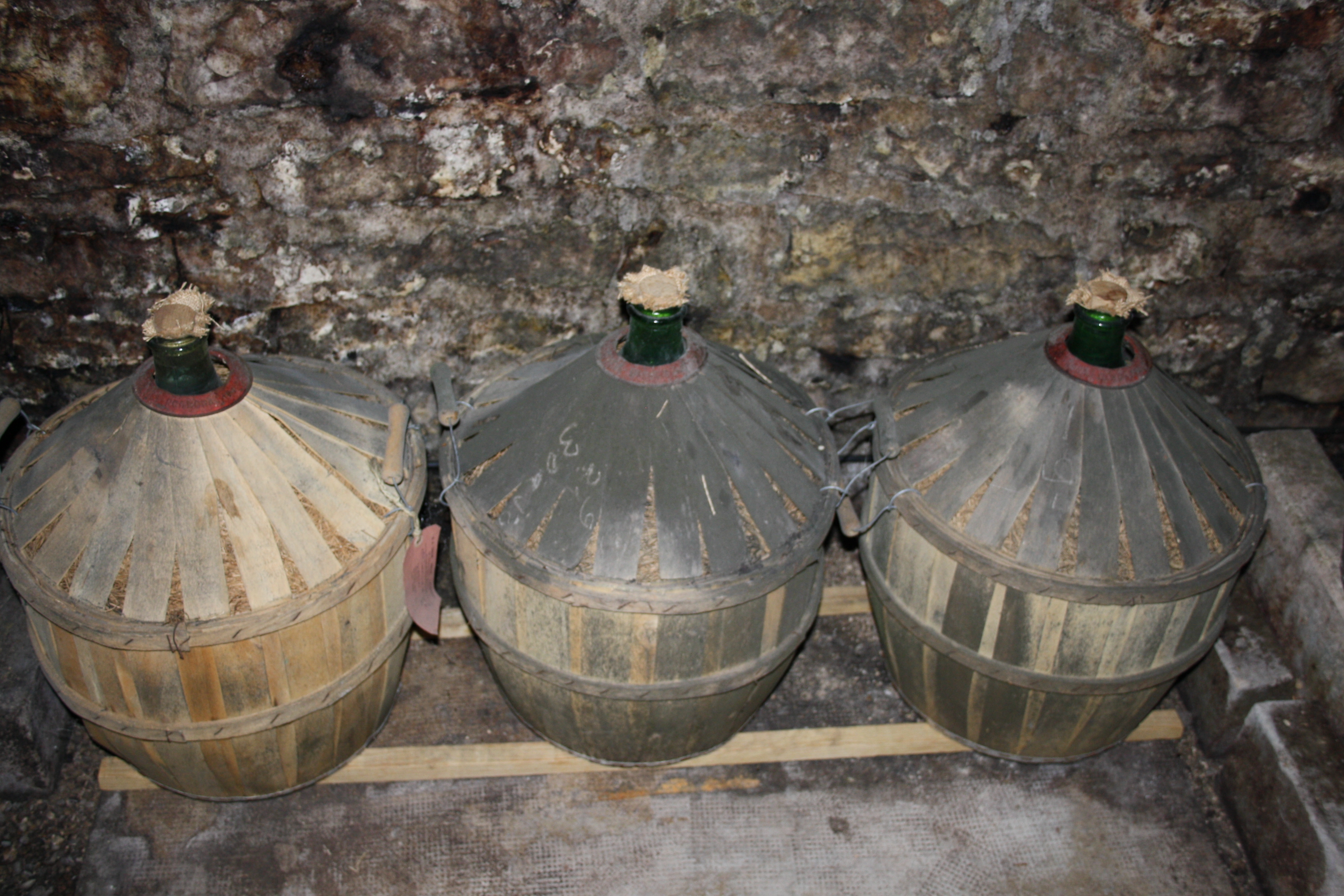 Glass jugs of Marc de Bourgogne